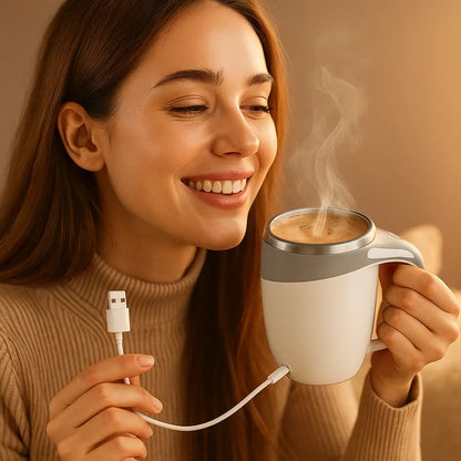 MixMug™ MEZCLADOR AUTOMÁTICO CON REVOLVEDOR MAGNÉTICO Y CARGA USB 380ml - Disfruta tu bebida favorita libre de molestos grumos