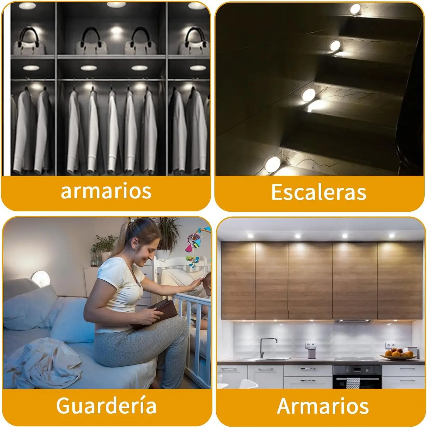 Pack 3 SensorLight Pro™ Carga USB -  Detecta Movimiento al Instante – Ilumina tus Espacios sin Esfuerzo desde el Primer Uso + Guía Completa Rutina de Bienestar✨