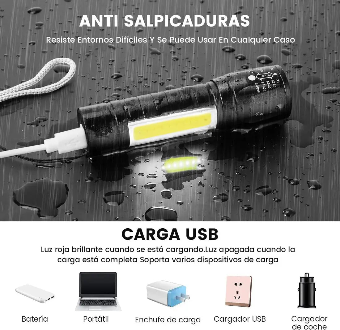 Oferta 2X1 Power Pro™ - Linterna Táctica LED Recargable – Iluminación Potente – Luz confiable para tu hogar cuando más la necesitas