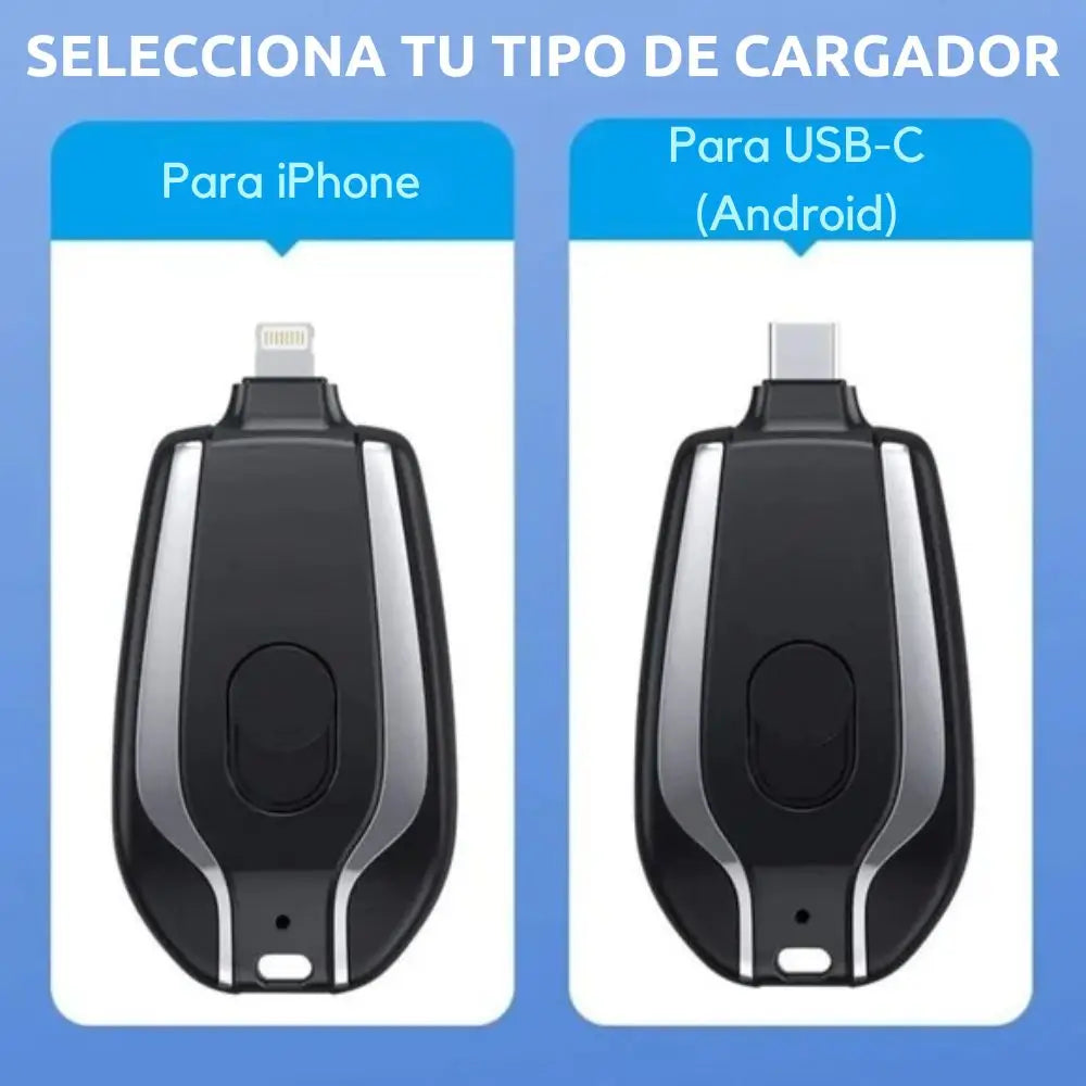 ChargeKey® | Llavero Cargador Portátil | Carga de Emergencia - Recupera batería cuando más lo necesitas🔋 - Selecciona entrada Android o Iphone