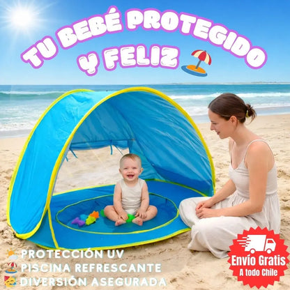 MiniOasis® Carpa con Piscina - Protege y Refresca - Un Verano seguro y divertido para tu bebé 🏝️👶🏼