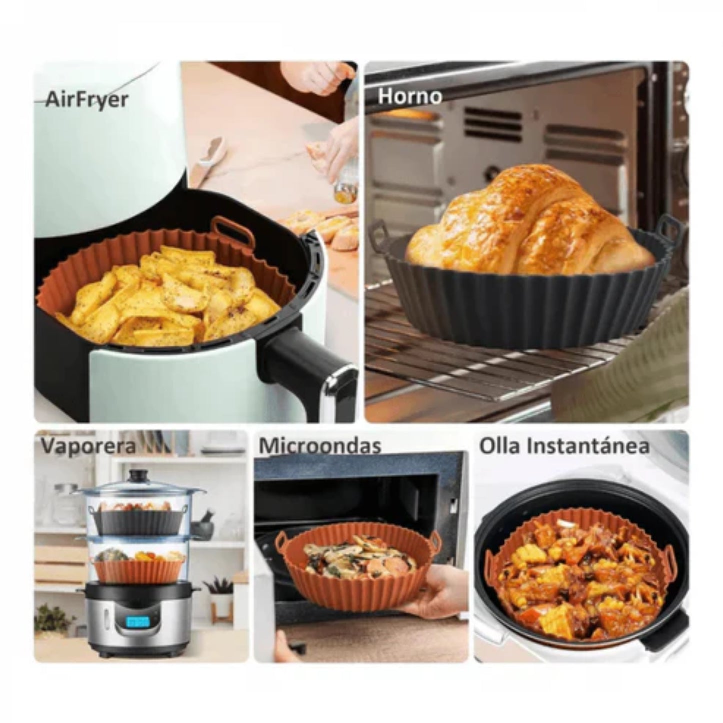 6 Moldes Silicon Air Cook® para Airfryer - Olvídate de tener que limpiar tu AirFryer después de cada uso ✅