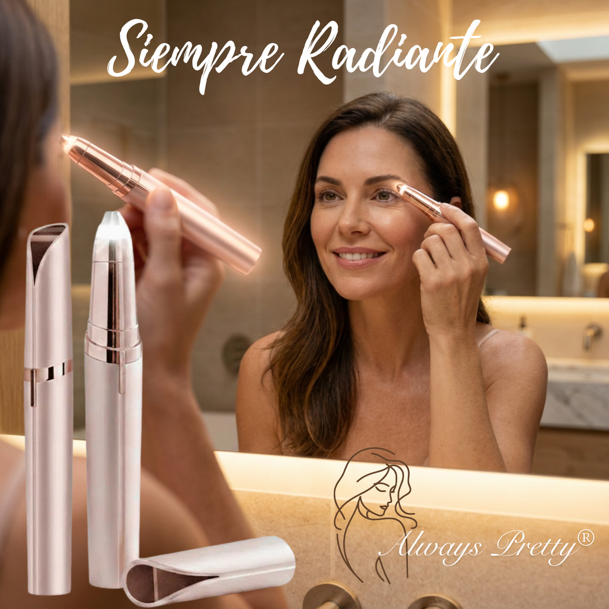 Depiladora Facial USB Always Pretty® – Elimina el vello sin dolor – Cejas suaves y definidas en cualquier momento y lugar