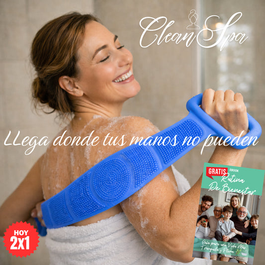 Clean Spa™ Cepillo Masajeador Corporal Silicona - Alcanza cada parte de tu cuerpo con facilidad + Ebook Rutina de Bienestar✨