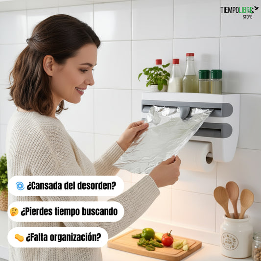 Dispensador 3 en 1 - Corta fácil y rápido - Cocina ordenada en segundos✨