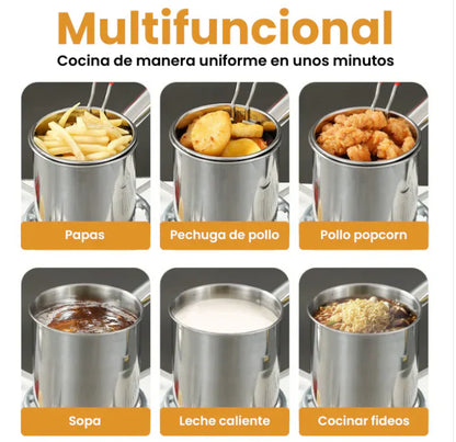 Olla Freidora Multifuncional Smart Cook® 1200 ML con tapa 🍲- Prepara tus comidas favoritas sin desordenes ni quemaduras