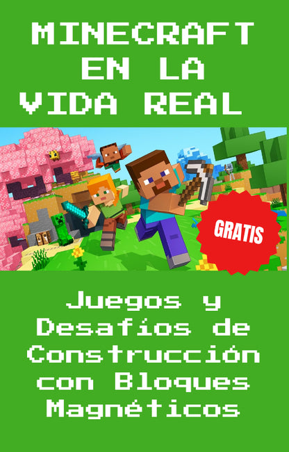 MagneCraft™ 75 piezas - Cubos Magnéticos Premium - Desarrollo Cognitivo🧠 - Fomenta la creatividad y habilidades lógicas en niños desde el primer uso + Guía Minecraft en la Vida Real: Juegos y Desafíos de Construcción con Bloques Magnéticos 🎁