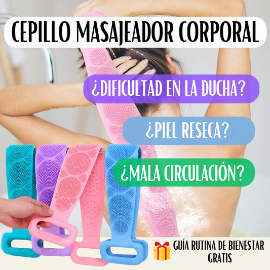 Cepillo Masajeador y Exfoliante Corporal Silicona Clean Total✨ - Exfoliante, Elimina Células Muertas - Color Sorpresa💖 + ¡Ebook Rutina de Bienestar de Regal