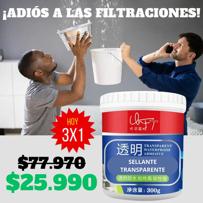 KIT 3X1 Sellador Líquido Impermeabilizante Transparente 300GRS - Apto para Todas las Superficies✅