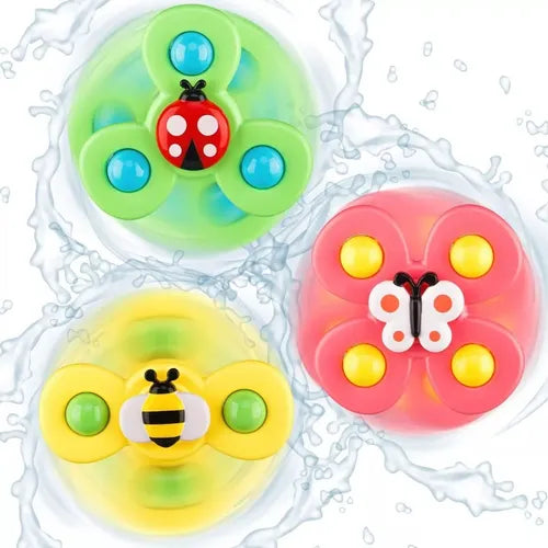 Pack 3 Juguete Spinner Giratorio con Ventosas para Bebé 🧠🖐️- Gira y atrae - Impulsa coordinación desde los 6 meses👶✨