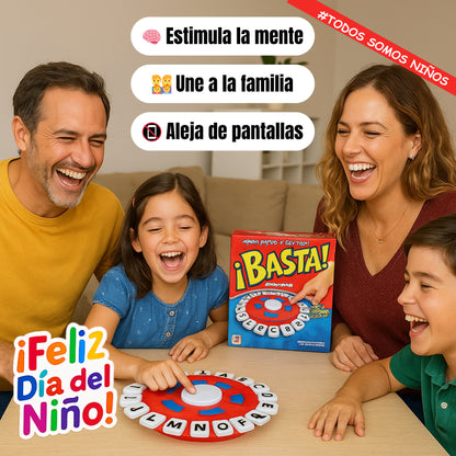 Juego de Mesa ¡BASTA! En Español – Desafía tu mente – Une a la familia en minutos de diversión sin pantallas - Incluye Temporizador Visual y Auditivo + Manual de Penitencias Gratis: ¡Te tocó perder!: ¡Sin picarse!🤣