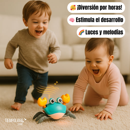 Cangrejo Musical USB con Sensor de Movimiento✨🎵 – Estimula el gateo – Ayuda a tu bebé a desarrollar su motricidad en solo días de juego - Color sorpresa🎉