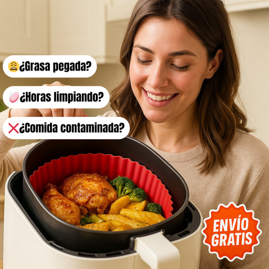 Kit ¡Lleva 4 y Paga 2! Bandejas de Silicona 20x5cm Para AirFryer✅ + EBOOK 15 Rectas Saladas y Dulces para Disfrutar tu Airfryer✨
