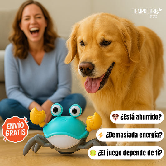Juguete Cangrejo Interactivo USB - Corre y Esquiva - Mantén a tu mascota activa y feliz cada día en minutos 🐶❤️🐾con Sensor de Movimiento✨🎵 – Color sorpresa🎉