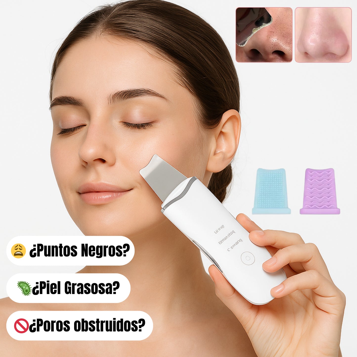 Espátula Facial Ultrasonica✨- Limpieza Profunda - Elimina impurezas y células muertas en minutos, dejando tu piel fresca y renovada.