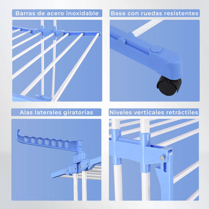 Tendedero Plegable 3 Niveles Full Capacidad- Ahorra espacio - Instálalo en 10 s y seca tu ropa donde quieras!