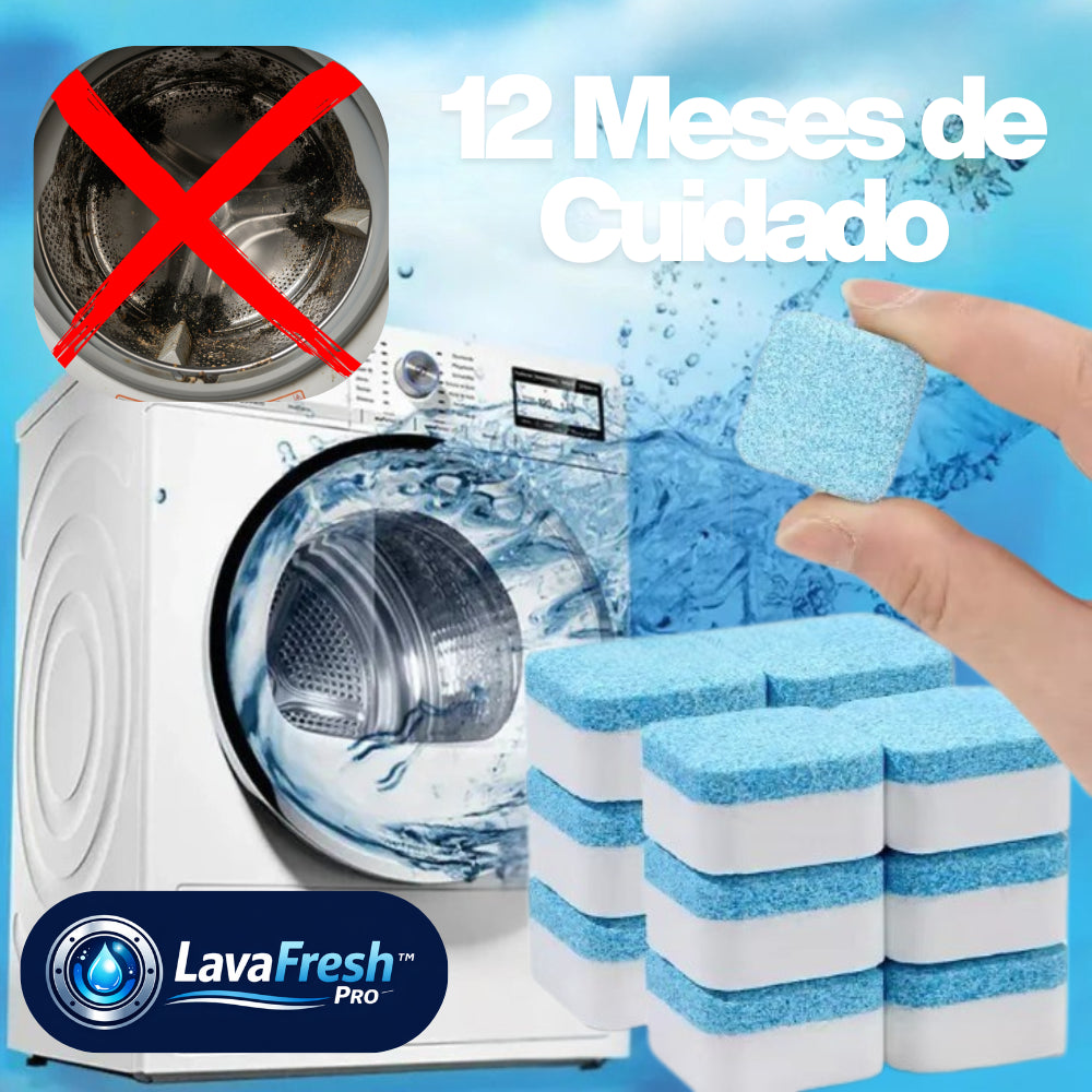 LavaFresh Pro™ | Pastillas de Limpieza Profunda para Lavadoras (12 Unidades) - Tu lavadora limpia y tu ropa sin olor ✨
