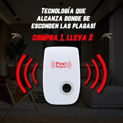 Pest Reject™ | Repelente Ultrasónico | Mantén las plagas alejadas | Protección segura para tu hogar 🔴🐭
