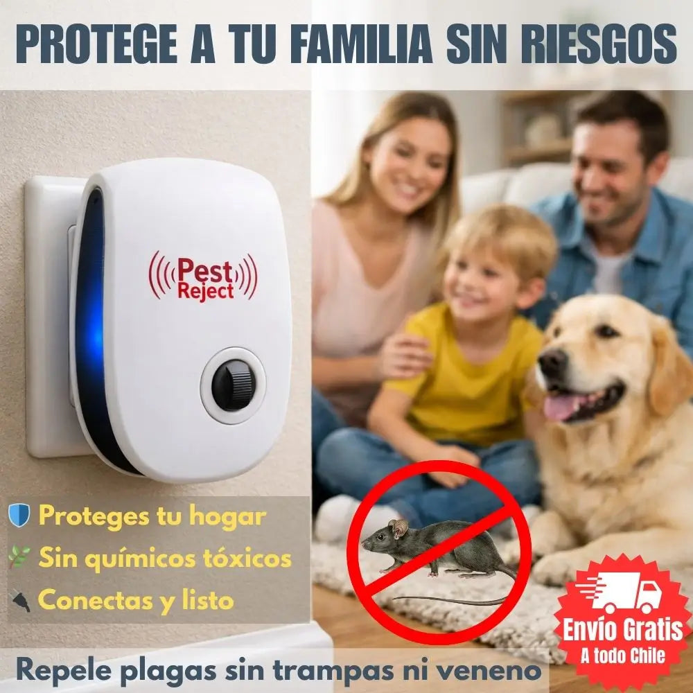Pest Reject™ | Repelente Ultrasónico | Mantén las plagas alejadas | Protección segura para tu hogar 🔴🐭