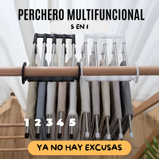 Percha 5 en 1 - Ahorra 50% del Espacio de tu Clóset