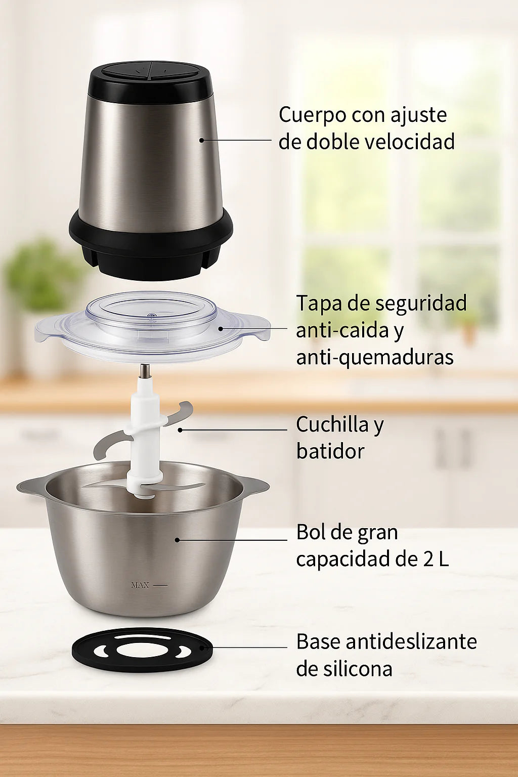 Picadora Eléctrica Smart Cooking® - Tritura y pica rápido – Ahorra tiempo en tus preparaciones diarias. Listas en solo segundos