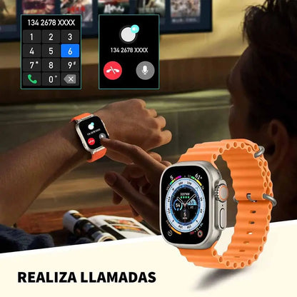 SmartWatch T900 Ultra Pantalla HD+ Cargador Inalámbrico - Realiza Llamadas, Recibe Alertas de Whatsapp, Facebook, Twitter y otras RRSS directamente en tu muñeca.