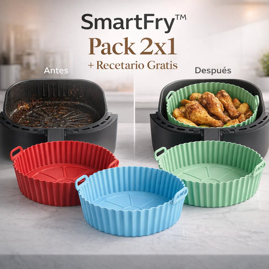 SmartFry™ Pack 2x1 Bandejas Silicona - El Secreto de una Cocina sin Estrés.